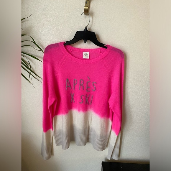 Golden Sun Women’s Cashmere Sweater Apres X SkI in Pink Barbiecore Pullover - Picture 1 of 7